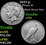 1935-p Peace Dollar $1 Grades xf+