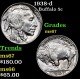 1938-d Buffalo Nickel 5c Grades GEM++ Unc