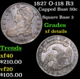 1827 O-118 R3 Capped Bust Half Dollar 50c Grades xf details