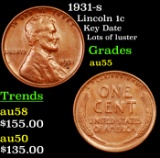 1931-s Lincoln Cent 1c Grades Choice AU