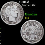 1910-d Barber Dime 10c Grades f+