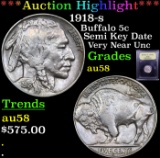 ***Auction Highlight*** 1918-s Buffalo Nickel 5c Graded Choice AU/BU Slider By USCG (fc)