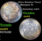 1904-o Rainbow Toned Morgan Dollar $1 Grades Choice Unc