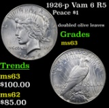 1926-p Vam 6 R5 Peace Dollar $1 Grades Select Unc