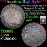 ***Auction Highlight*** 1799 7x6 Stars BB-156 R-4 Draped Bust Dollar $1 Graded AU, Almost Unc BY USC