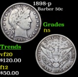 1898-p Barber Half Dollars 50c Grades f+