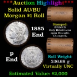 AU/BU Slider Brinks Shotgun Morgan $1 Roll 1885 & P Ends Virtually UNC