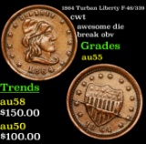 1864 Turban Liberty F-46/339 Civil War Token 1c Grades Choice AU