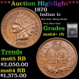 ***Auction Highlight*** 1870 Indian Cent 1c Graded Choice+ Unc RB BY USCG (fc)