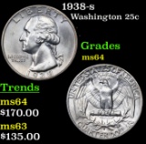 1938-s Washington Quarter 25c Grades Choice Unc