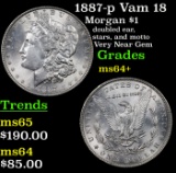 1887-p Vam 18 Morgan Dollar $1 Grades Choice+ Unc