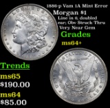 1886-p Vam 1A Mint Error Morgan Dollar $1 Grades Choice+ Unc