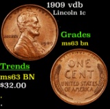 1909 vdb Lincoln Cent 1c Grades Select Unc BN