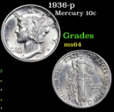 1936-p Mercury Dime 10c Grades Choice Unc