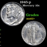 1945-p Mercury Dime 10c Grades Select Unc