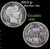 1912-p Barber Dime 10c Grades vf++