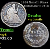 1838 Small Stars Seated Liberty Half Dime 1/2 10c Grades vg details