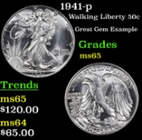 1941-p Walking Liberty Half Dollar 50c Grades GEM Unc