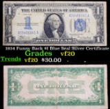 1934 Funny Back $1 Blue Seal Silver Certificate Grades vf, very fine