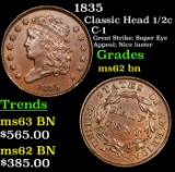 1835 Classic Head half cent 1/2c Grades Select Unc BN