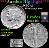 ***Auction Highlight*** 1920-d Mercury Dime 10c Graded Select Unc FSB By USCG (fc)