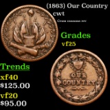 1863 Our Country Civil War Token 1c Grades vf+