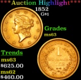 ***Auction Highlight*** 1852 Gold Dollar $1 Grades Select Unc (fc)