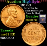 ***Auction Highlight*** 1912-d Lincoln Cent 1c Graded Select Unc RD By USCG (fc)