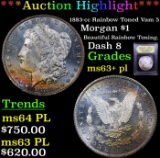 ***Auction Highlight*** 1883-cc Rainbow Toned Vam 5 Morgan Dollar $1 Graded Select Unc+ PL BY USCG (