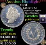 Proof ***Auction Highlight*** 1901 Liberty Nickel 5c Graded GEM++ Proof Cameo By USCG (fc)