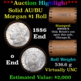 AU/BU Slider Brinks Shotgun Morgan $1 Roll 1886 & O Ends Virtually UNC