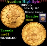 ***Auction Highlight*** 1900-p Gold Liberty Double Eagle $20 Graded Select Unc By USCG (fc)