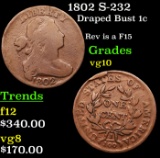 1802 S-232 Draped Bust Large Cent 1c Grades vg+