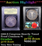 Proof ***Auction Highlight*** 1989-S Congress Heavily Toned Modern Commem Dollar $1 Graded GEM++ Pro