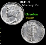 1941-d Mercury Dime 10c Grades Select+ Unc