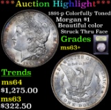 ***Auction Highlight*** 1891-p Colorfully Toned Morgan Dollar $1 Graded Select+ Unc BY USCG (fc)