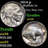 1914-p Buffalo Nickel 5c Grades Choice AU/BU Slider