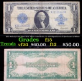 1923 $1 large size Blue Seal Silver Certificate, Fr-237 Signatures of Speelman & White Grades f+