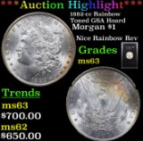 ***Auction Highlight*** 1882-cc Rainbow Toned GSA Hoard Morgan Dollar $1 Grades Select Unc (fc)