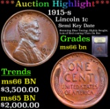 ***Auction Highlight*** 1915-s Lincoln Cent 1c Graded GEM+ Unc BN By USCG (fc)