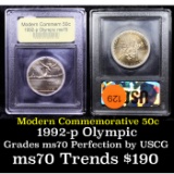 1992-p Olympics Modern Commem Half Dollar 50c Graded ms70, Perfection By USCG