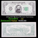 1934 $20 Motion Picture Currency Grades CU