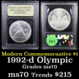 1992-d Olympics Modern Commem Dollar $1 Graded ms70, Perfection By USCG