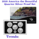 2018 United States America The Beautiful Silver Proof Quarters set 5 coins