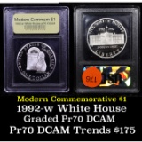 Proof 1992-W White House Modern Commem Dollar $1 Graded GEM++ Proof Deep Cameo By USCG