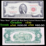 *Star Note* 1953A $2 Red Seal United States Note Grades vf++