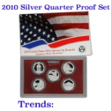 2010 United States Quarters America the Beautiful Silver Proof Set - 5 pc set