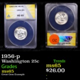 ANACS 1956-p Washington Quarter 25c Graded ms65 By ANACS