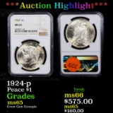 ***Auction Highlight*** NGC 1924-p Peace Dollar $1 Graded ms65 By NGC (fc)