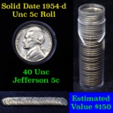 Solid Date 1954-d Uncirculated Roll Of Jefferson Nickels